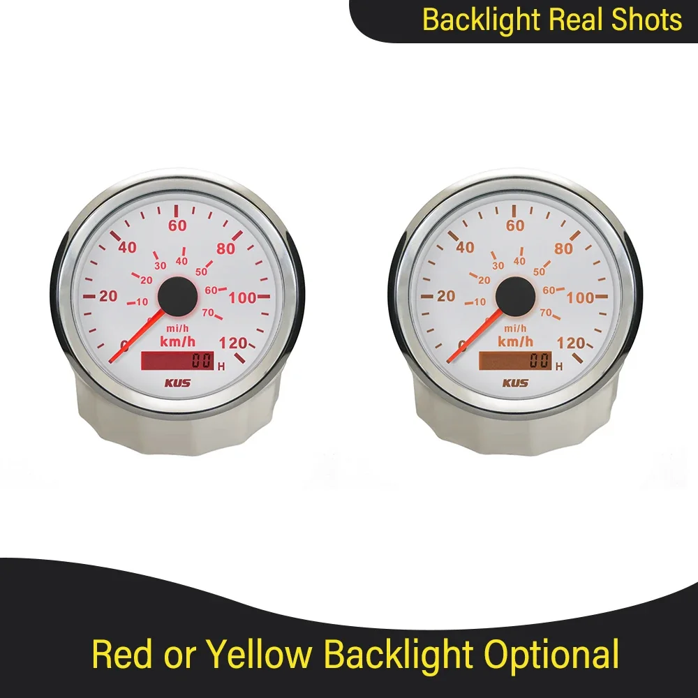 

KUS 85mm Universal Pulse Signal Speedometer 0-120km/h 0-200km/h Speed Gauge with Red and Yellow Backlight Available