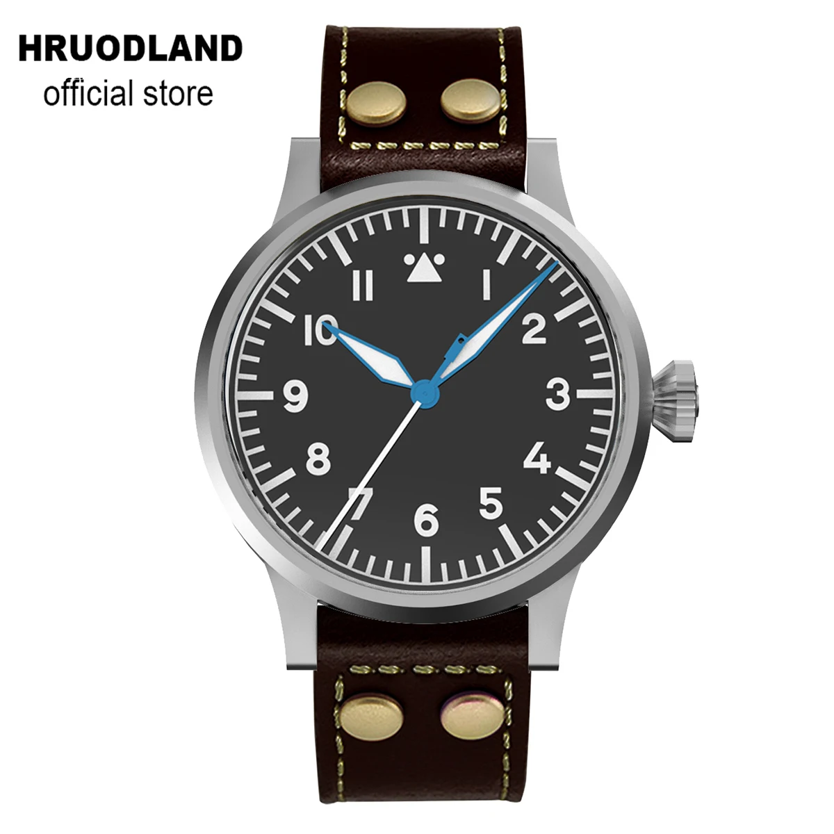 Hruodland in bronzo massiccio retrò pilota automatico orologi uomo zaffiro Glass10ATM PT5000 SW200 meccanico aviatore orologio da polso per gli