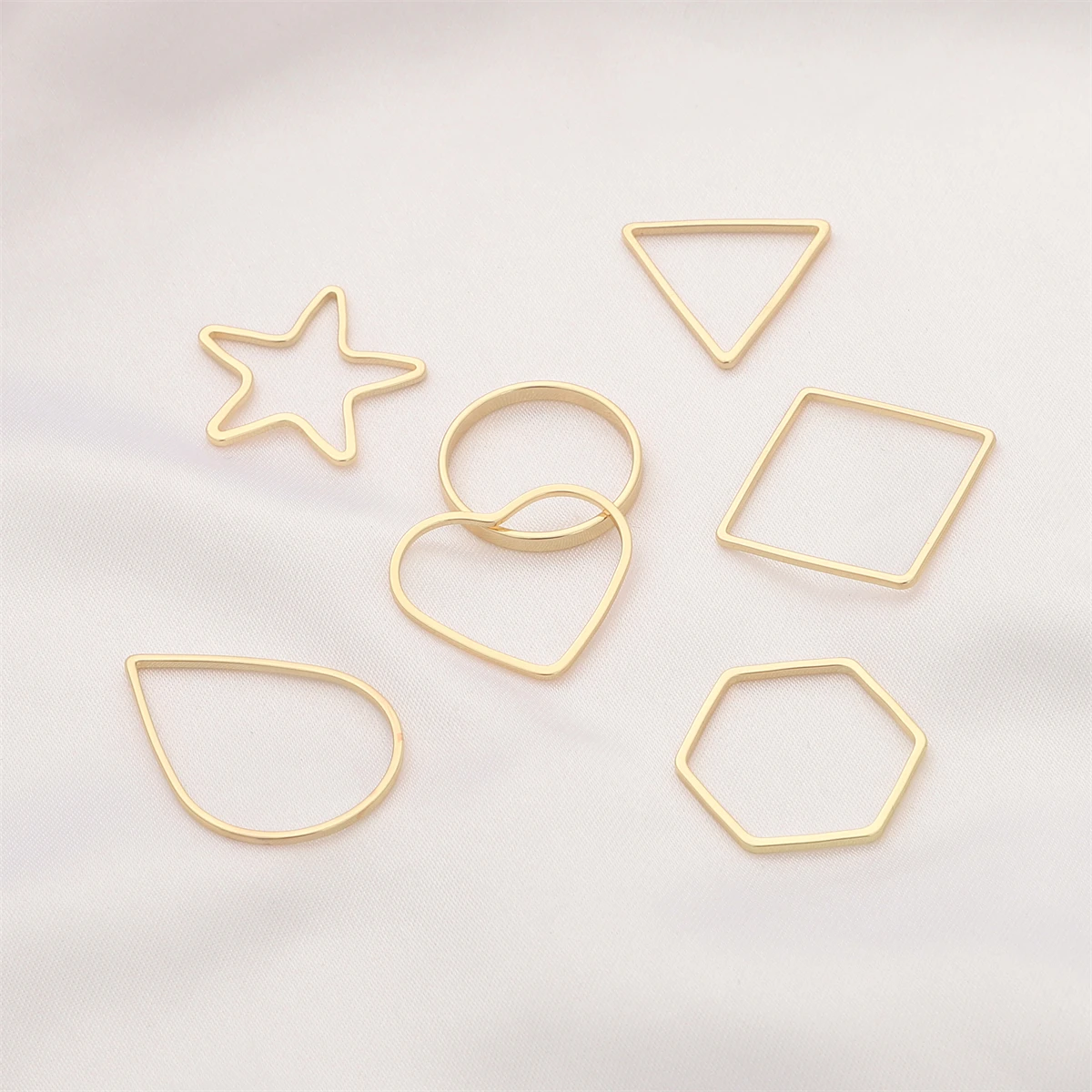 2pcs 14K Gold Plated Brass Geometry Pentagram Square Round Triangle Connector For Jewelry Making Supplies Earrings Making