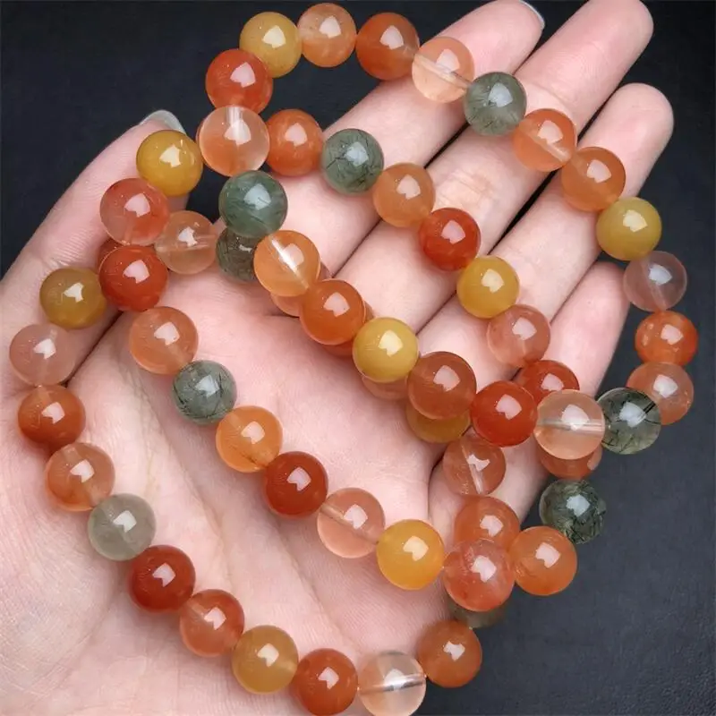 9MM Natural Colored Rabbit Hair Quartz Bracelet For Women Men Love Gift Crystal Beads Strands Jewelry Gift 1PCS