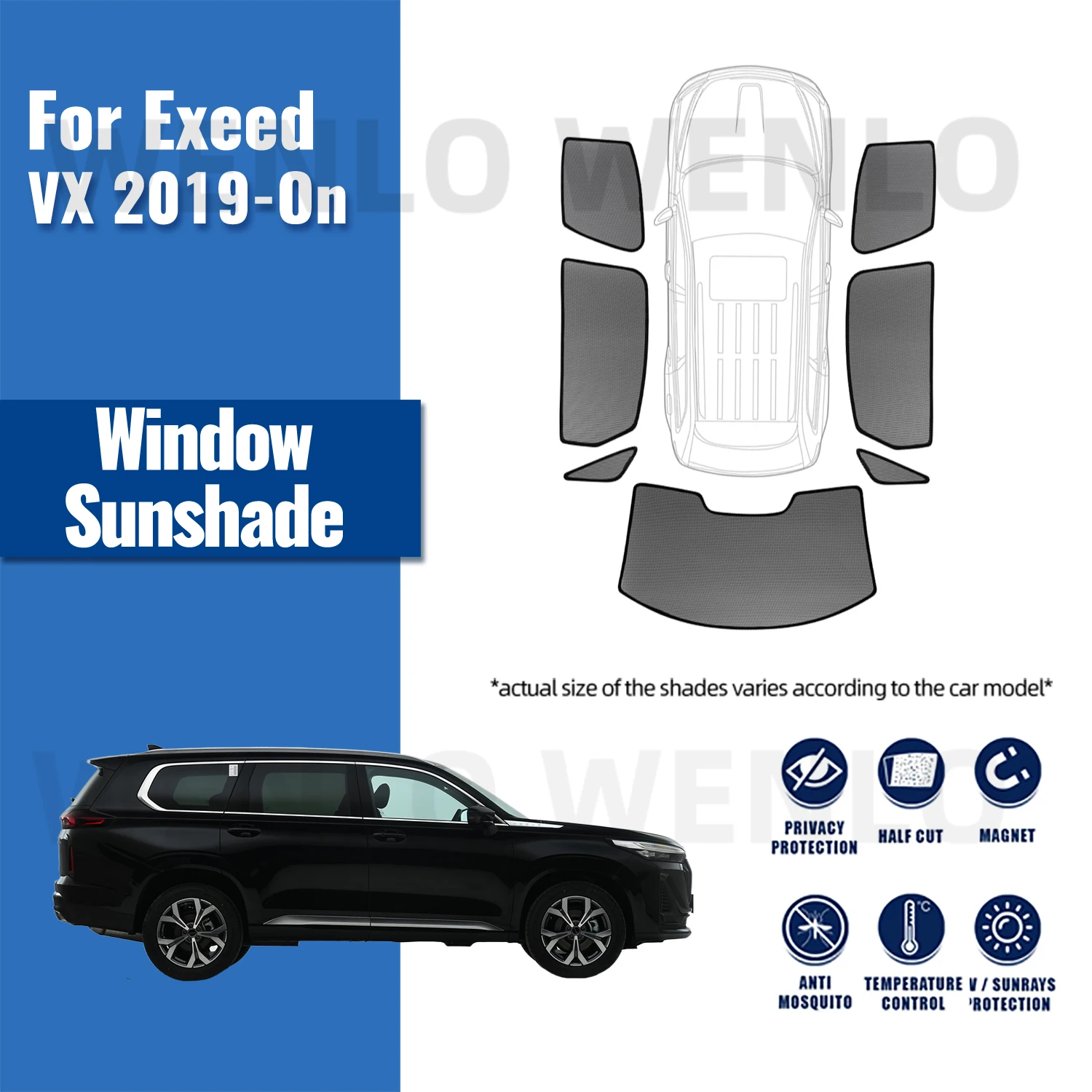 

For Exeed VX 2019 2020 2021 2022 2023 Magnetic Car Sunshade Shield Front Windshield Frame Curtain Rear Side Window Sun Shades