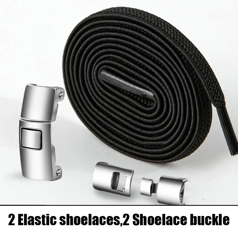 Elastic Cross Buckle Shoe Laces para adultos e crianças, sem gravata, alargado, Tieless, Lock, Sneakers, 1 par