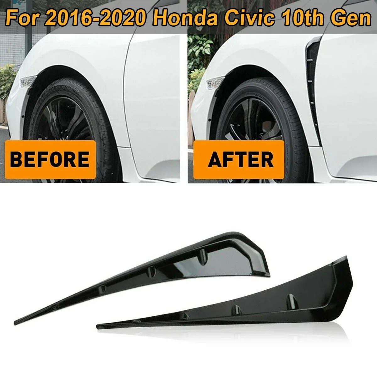 

Side Fender Vent Cover Decor Wing Air Vents Hood Intake Sticker Universal For 2016-2020 Honda Civic 10th Gen Car Accessories