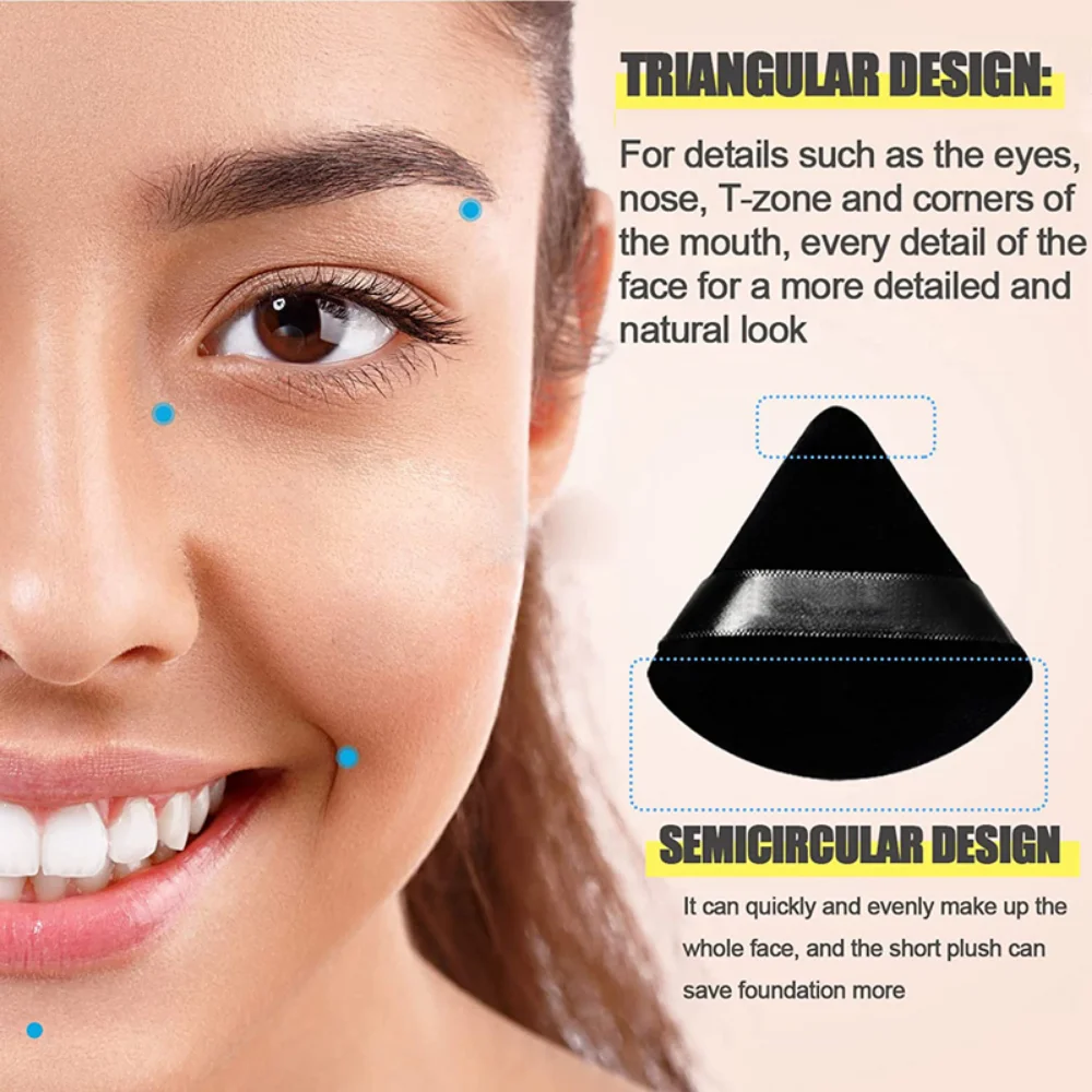 Esponja triangular para maquillaje facial, esponja de terciopelo suave para mezclar cosméticos, base de belleza, accesorios de maquillaje, 2/6 piezas