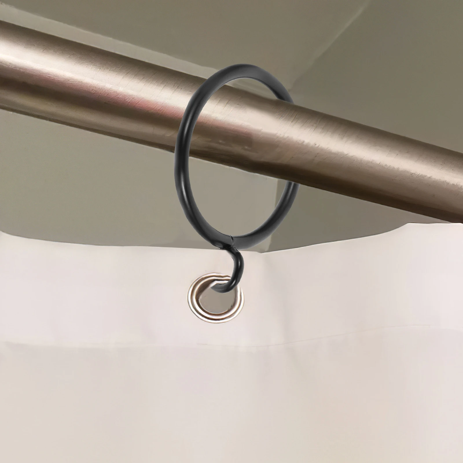 

40 Pcs Black Curtain Rings Drapery Eyelets Metal Hooks Round Hanging 25mm Rod Diameter Stylish Decorative Household Accessories