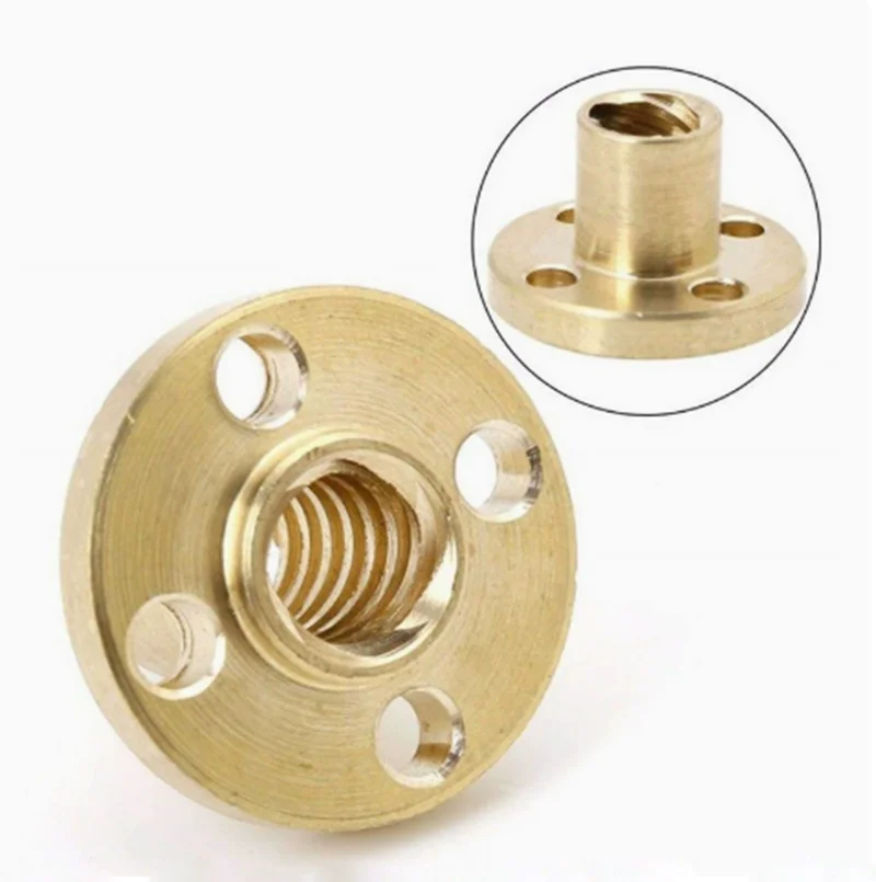 1pcs Brass Flange Nut Pitch Nut T10- T40 Lead Screw Nuts Pitch 2/3/4/5/6/8mm DIY Nut Screw Trapezoidal CNC 3D Printer Parts