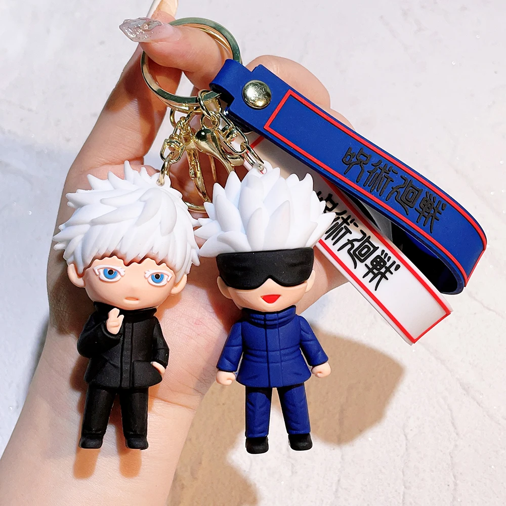 Cute Keychains Women Jujutsu Kaisen Keychain Llaveros Anime Gojo Satoru Doll Keyring Car Key Chain Accessories Friends Bag Charm