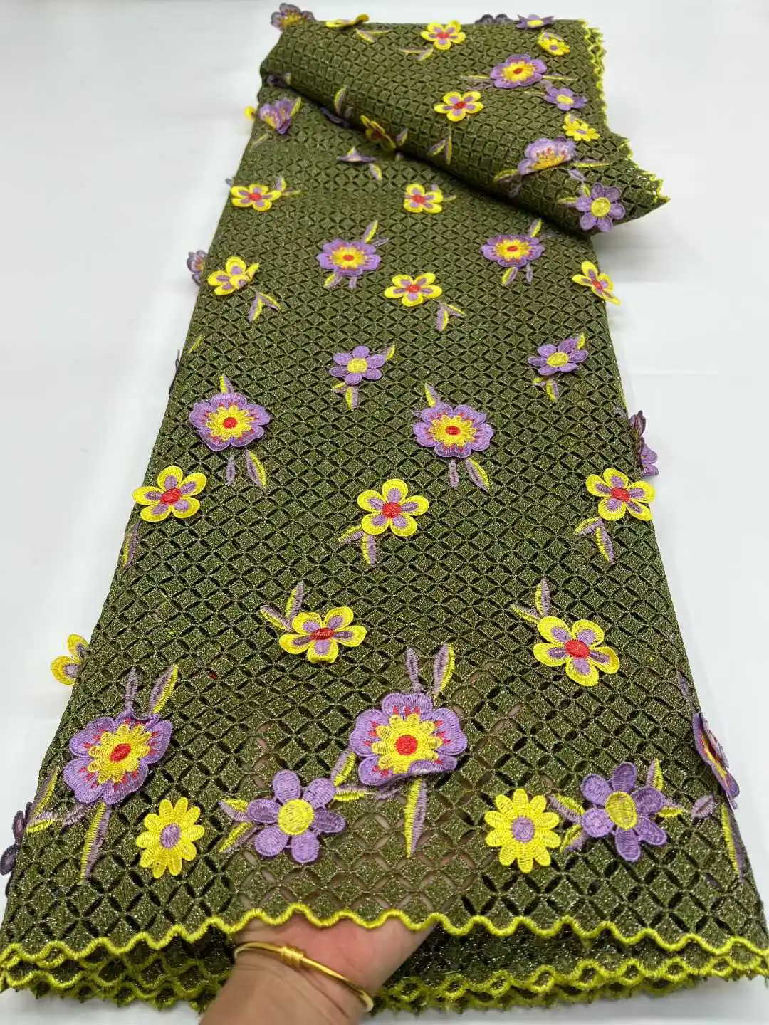 

Nigerian 3D Embroidered Water Soluble Lace Fabric African Guipure Cord 2026 Latest Style for Sewing Women's Dresses 5 Yards