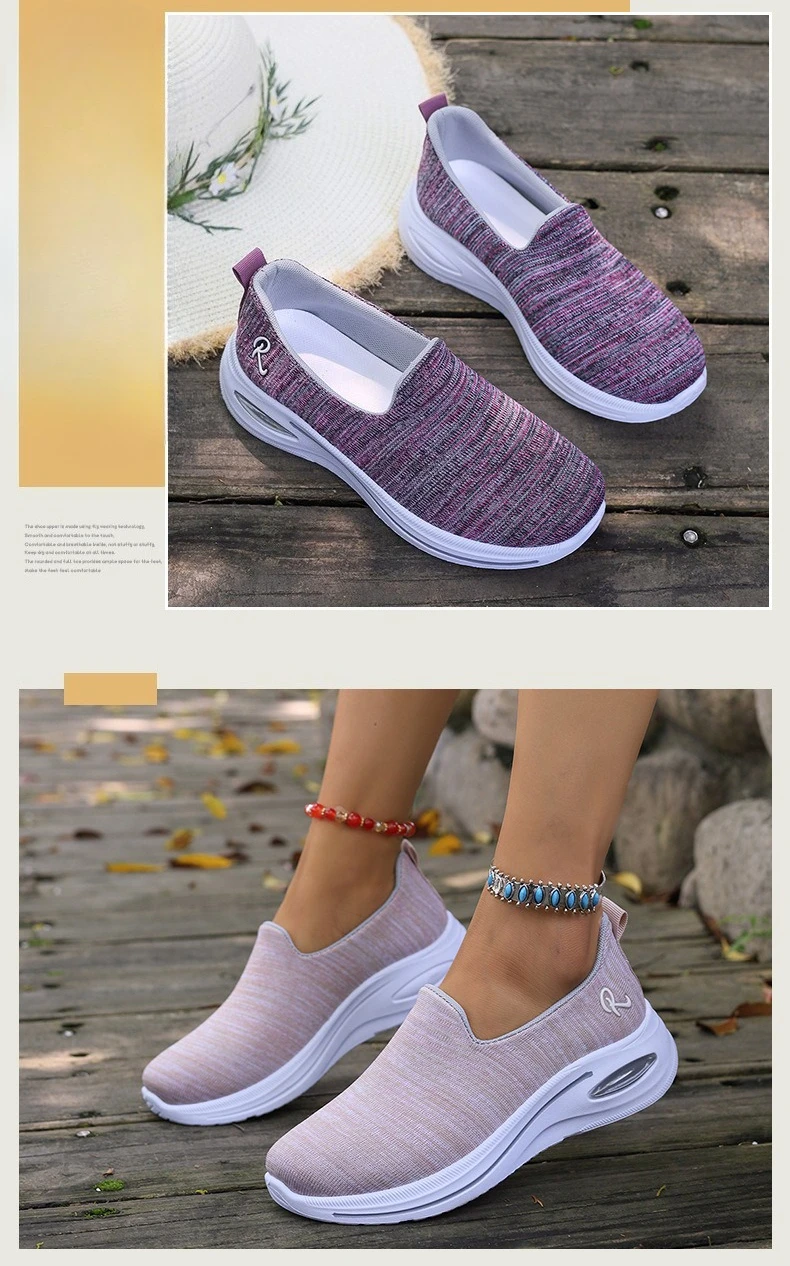 Atmungsaktive Slip-On-Sneaker für Damen, mit Luftpolster-Plattform, leicht, rutschfest, lässige Loafer für den täglichen Outdoor-Gebrauch. – Detail 2