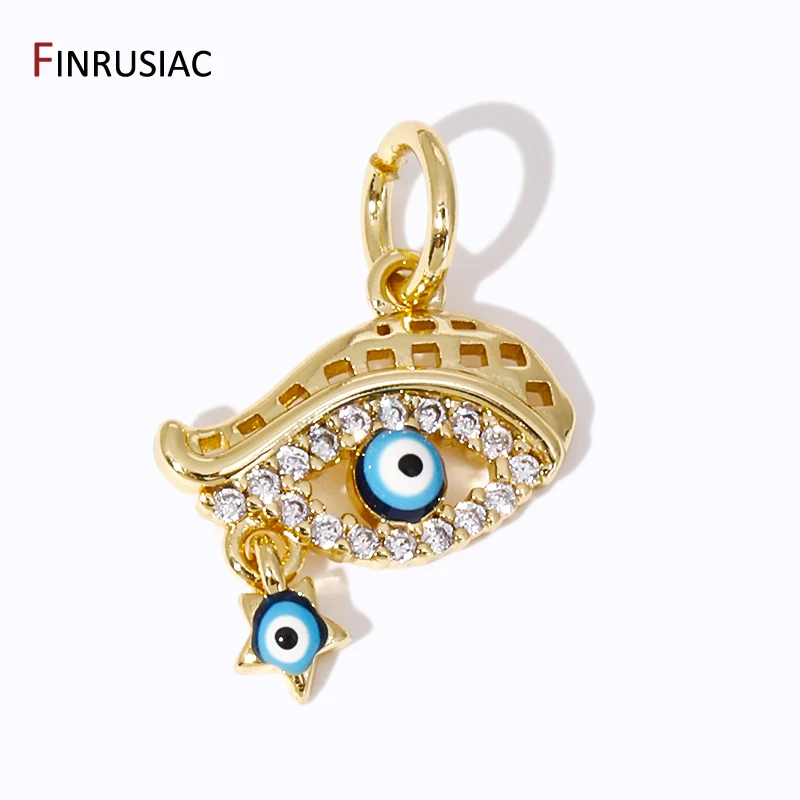 18K Gold Plated Evil Eye Charms Pendant For Jewelry Making Accessories,Zircon Greek Eye Pendant DIY Necklace Making Supplies