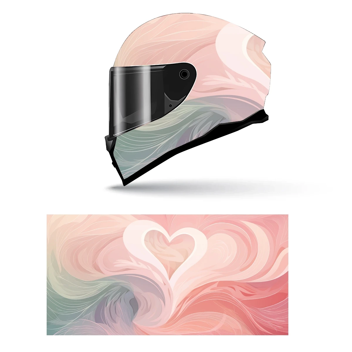 Abstract Colorful Hearts Full Helmet Wrap Sticker Motorcycle Helmet Racing Graphic Decal Vinyl Wrap Helmet Decorative Sticker