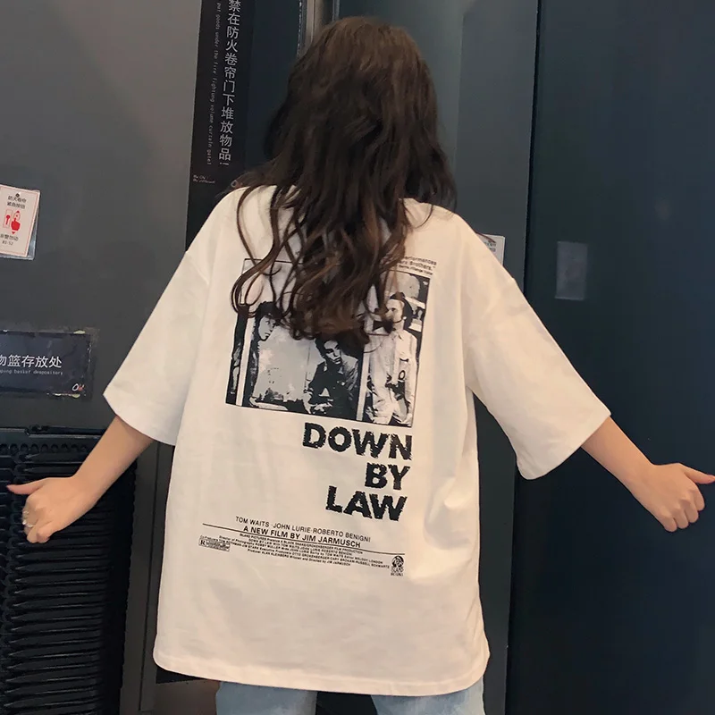 Dayifun-女性用半袖oネックルーズTシャツ、グリーンTシャツ、ヒップポップファッション、レタープリント、ユニセックストップス、夏、2024