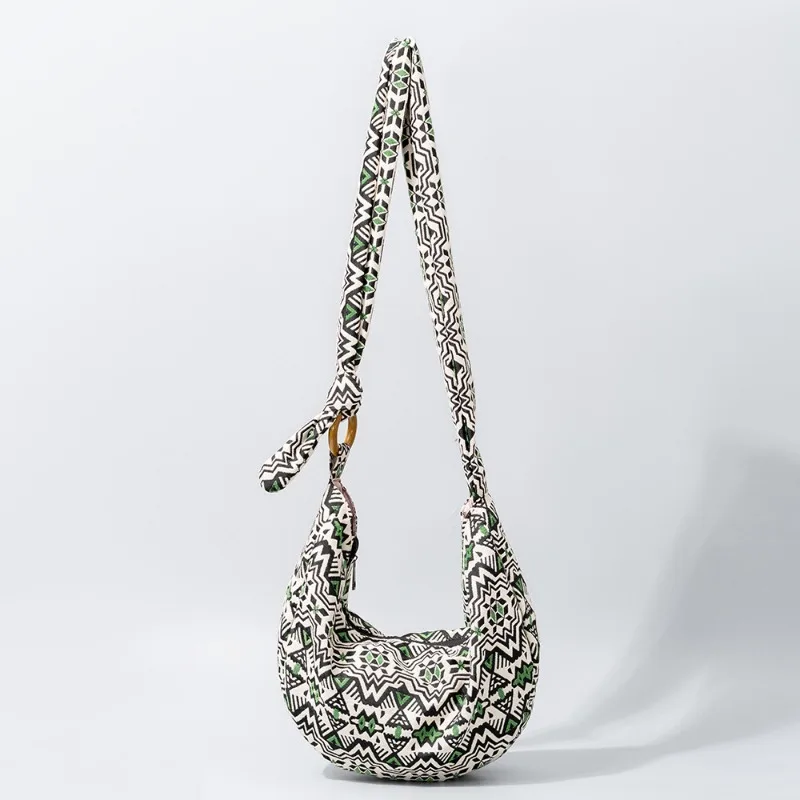 Uxst 2025 Hot Selling New Ethnic Style Wave Bag Women's Shoulder Bag Bohemian Style Commuting Canvas Bag Women Handbags  Purses