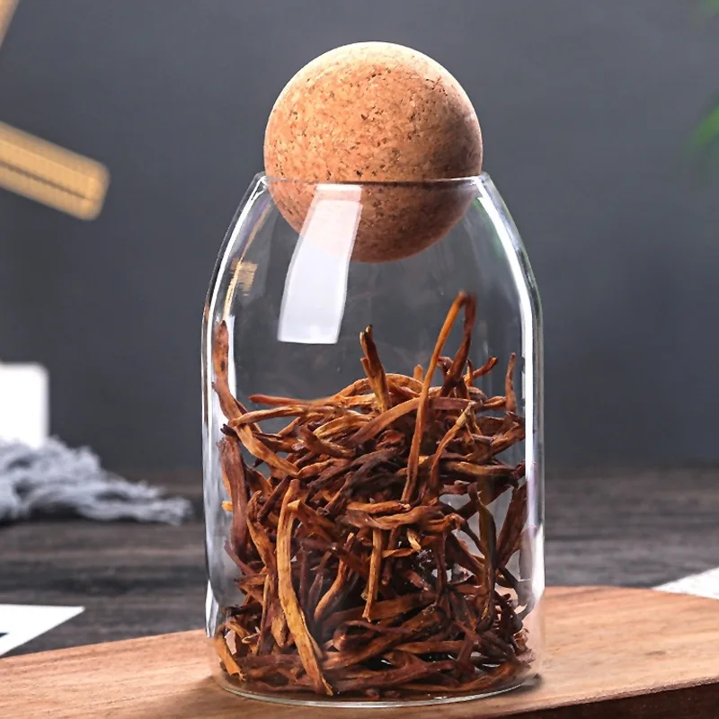 Clear Practical Wood Cork Glass Storage Bottle Bean Coffe Cork Stopper Glass Jar Can Household Storage Organizer