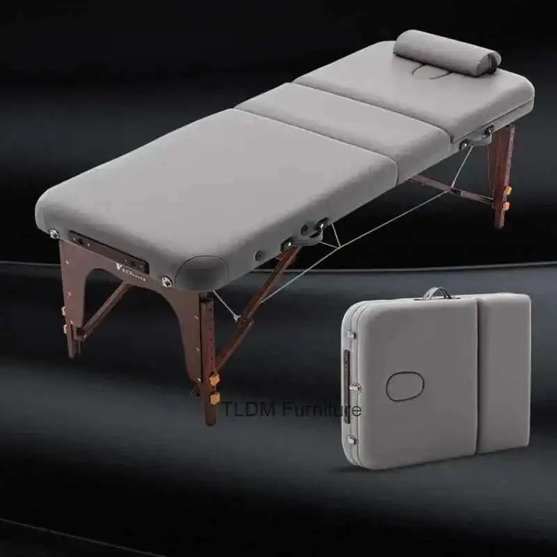Table de Massage pliante spécialisée meubles de Salon Commercial lit de tatouage de beauté Portable Spa Salon nordique lits de Massage en bois f l