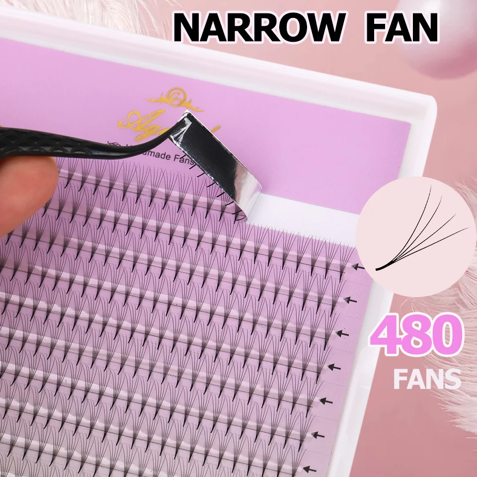 

AGUUD 480 Fans Super Narrow Thin Pointy Base Premade Lash Fans 4D 5D 6D 7D 8D Russian Volume Lashes Extension Fans Makeup