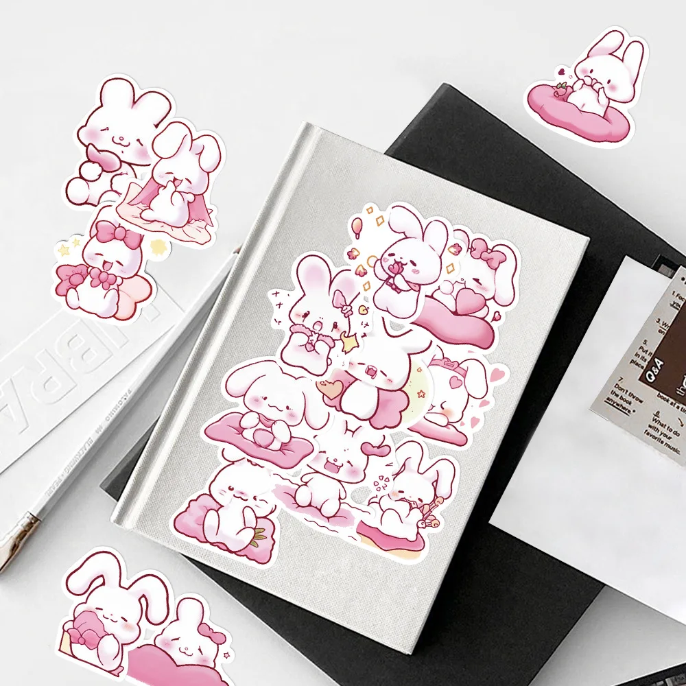 50pcs Cartoon Pink Rabbit Series Graffiti Stickers Suitable for Helmet Desktop Wall Decoration DIY Sticker Pack Wholesale