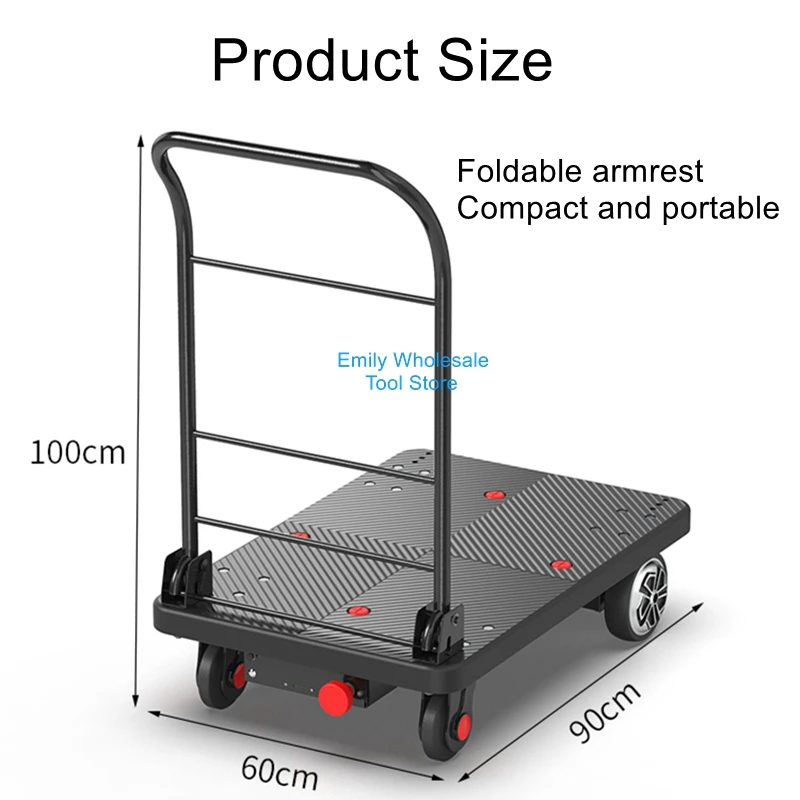 Remote control electric trolley assisted flatbed trolley small moving trolley tool trolley ultra-quiet rechargeable