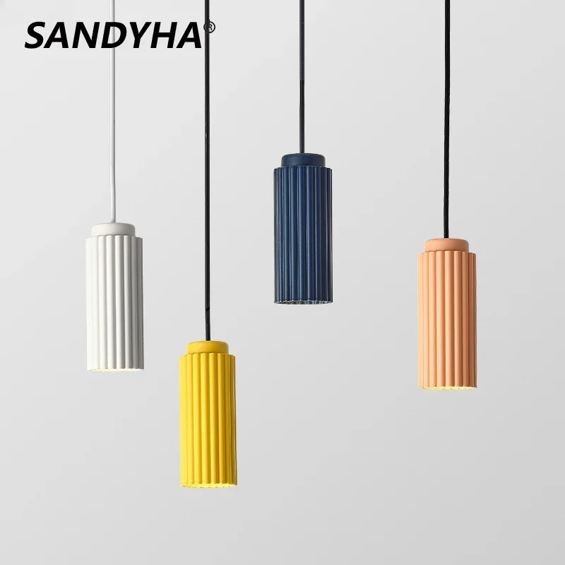 

Modern Cylinder Pendant Lightings Colour Lampshade Kitchen Chandeliers for Living Room Dining Table Lighting Bedroom Decoration