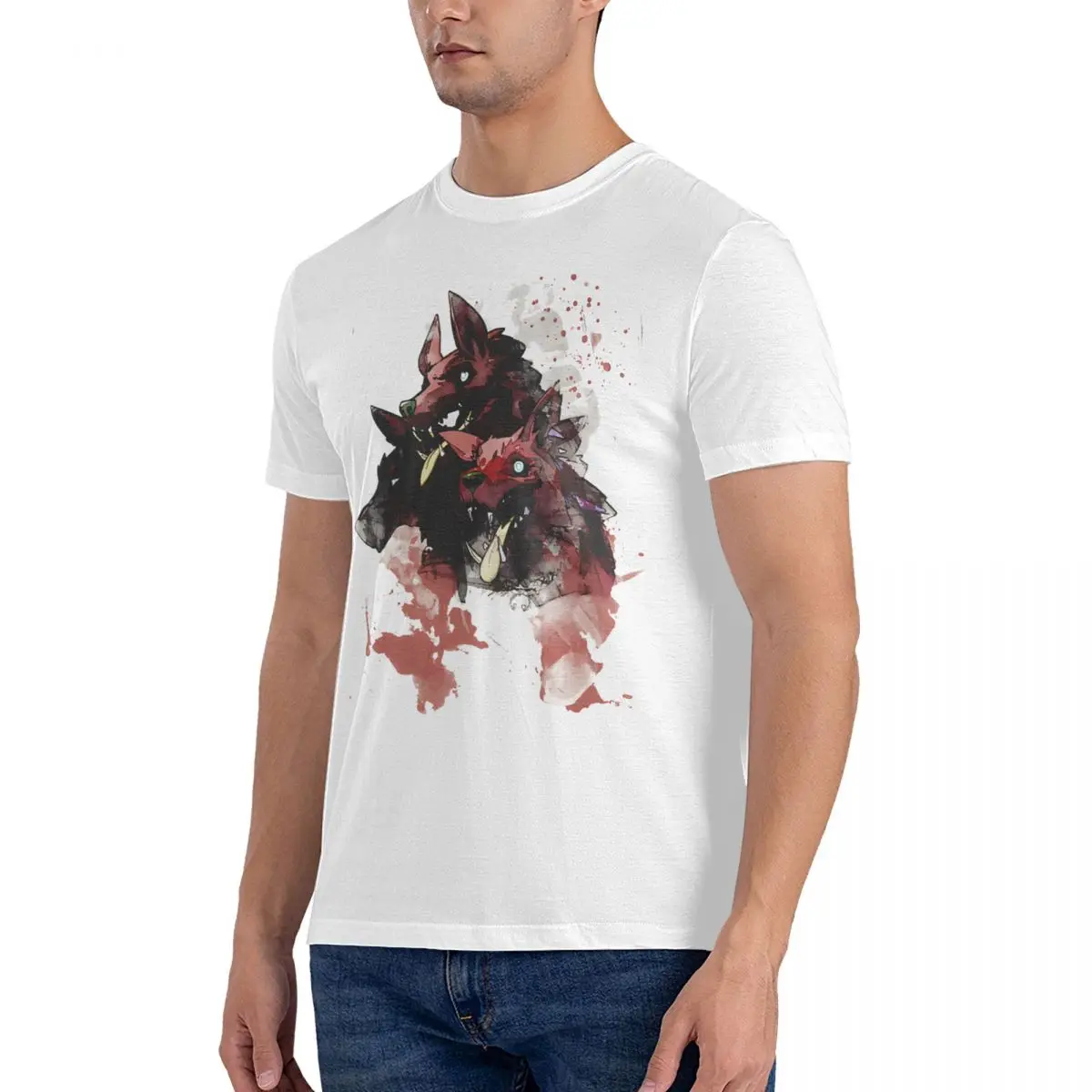 Men T-Shirt Cerberus (Painting) Funny Cotton Tees Short Sleeve Hades T Shirts Round Neck Clothes Party