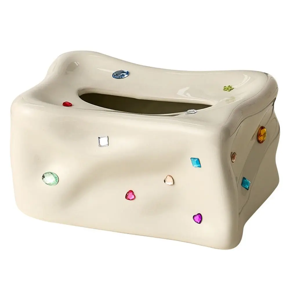 

Creative Ceramic Tissue Box INS Multi-functional Colored Stone Paper Dispenser Large Opening Home Decoration Paper Towel Holder