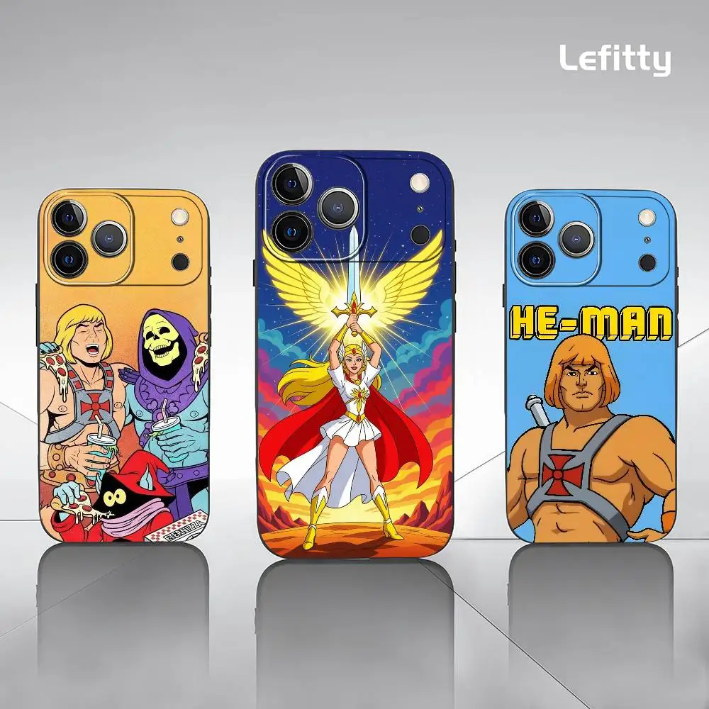 

He-Man Cartoon Phone Case For iPhone 17 16 15 14 13 12 11 Pro Xs Max Mini XR X Plus Black Frosted Soft Shell Funda
