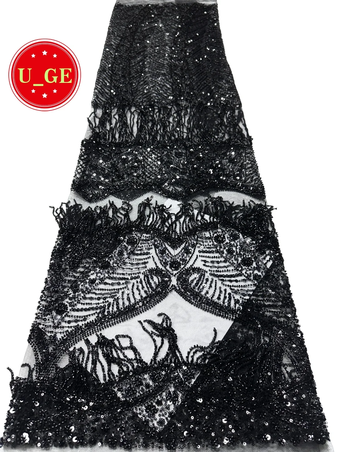 

2026Роскошная элегантная мягкая сетчатая кружевная ткань с бисером и тесслями Элегантное высококачественное кружево-труба для свадебного вечернего платьяU_GE6528