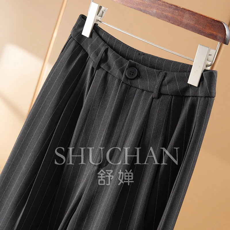 جديد شريط عالية الخصر ثنى فضفاض واسعة الساق اقتصاص السراويل النساء 02F4 الشارع الشهير النساء Pantalones Mujer Verano 2025