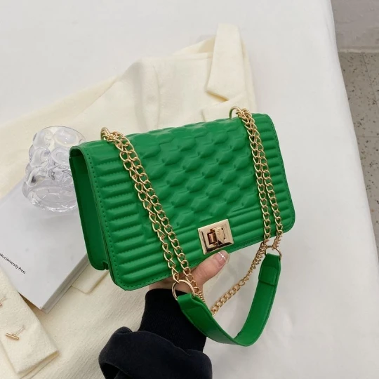 Green OL Chain Woman Handbag 2024 Trend Luxury Women Girl Shoulder bag PVC Lady Crossbody PU Purses Women\'s Leather Totebag