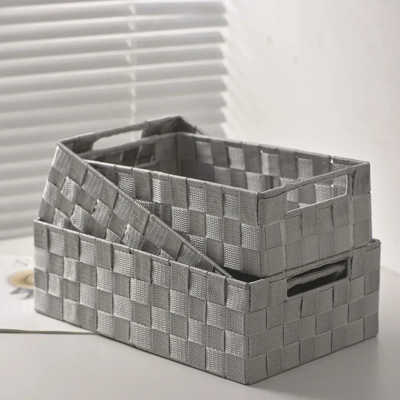 Hand-woven Storage Basket Simple Versatile Desktop Sundries Storage Basket Gray Minimalist Underwear Storage Toys Basket