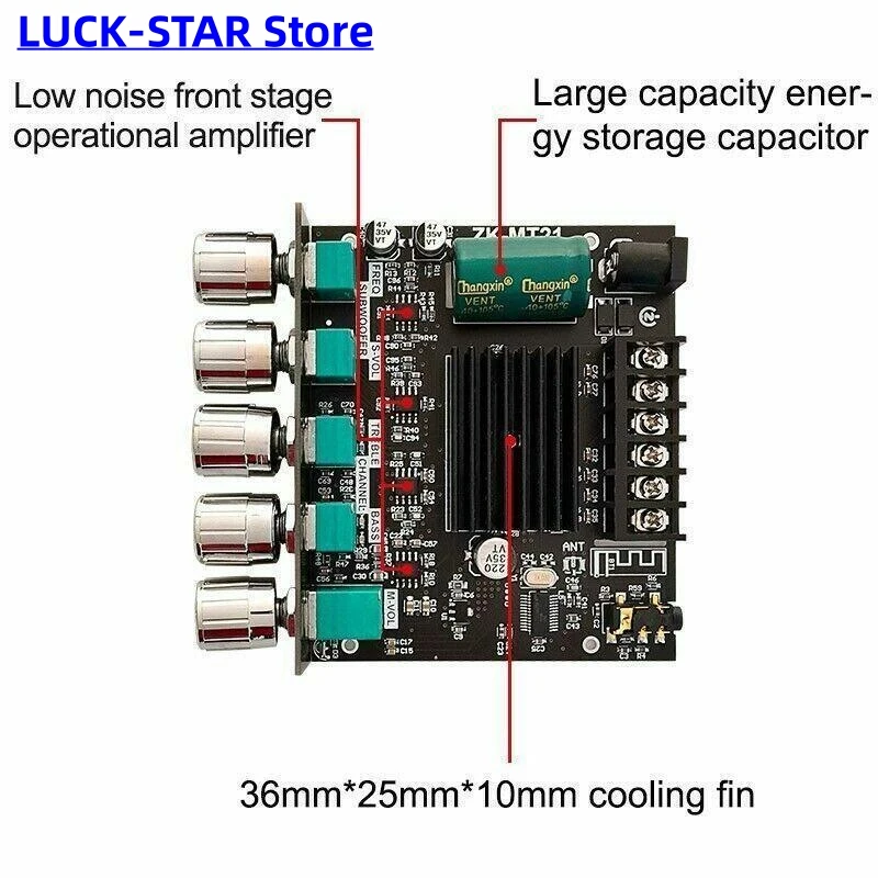 2*160W+220W TDA7498E Power Subwoofer Stereo Amplifier Board Bluetooth-compatible 2.0 Channel Class D Home Theater Audio Amp