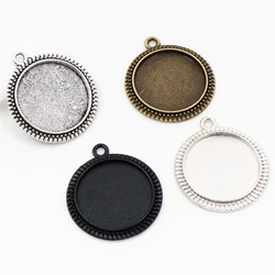 10pcs 20mm Inner Size Antique Silver Plated and Bronze and Rhodium and Black Classic Style Cabochon Base Setting Charms Pendant