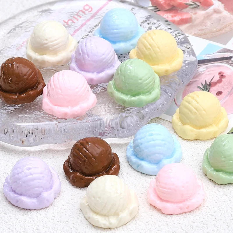 

3pcs Dollhouse Colorful Ice Cream Scoop Mini Ice Cream Ball Dessert Model Resin DIY Doll Accessories Decoration Home Decor