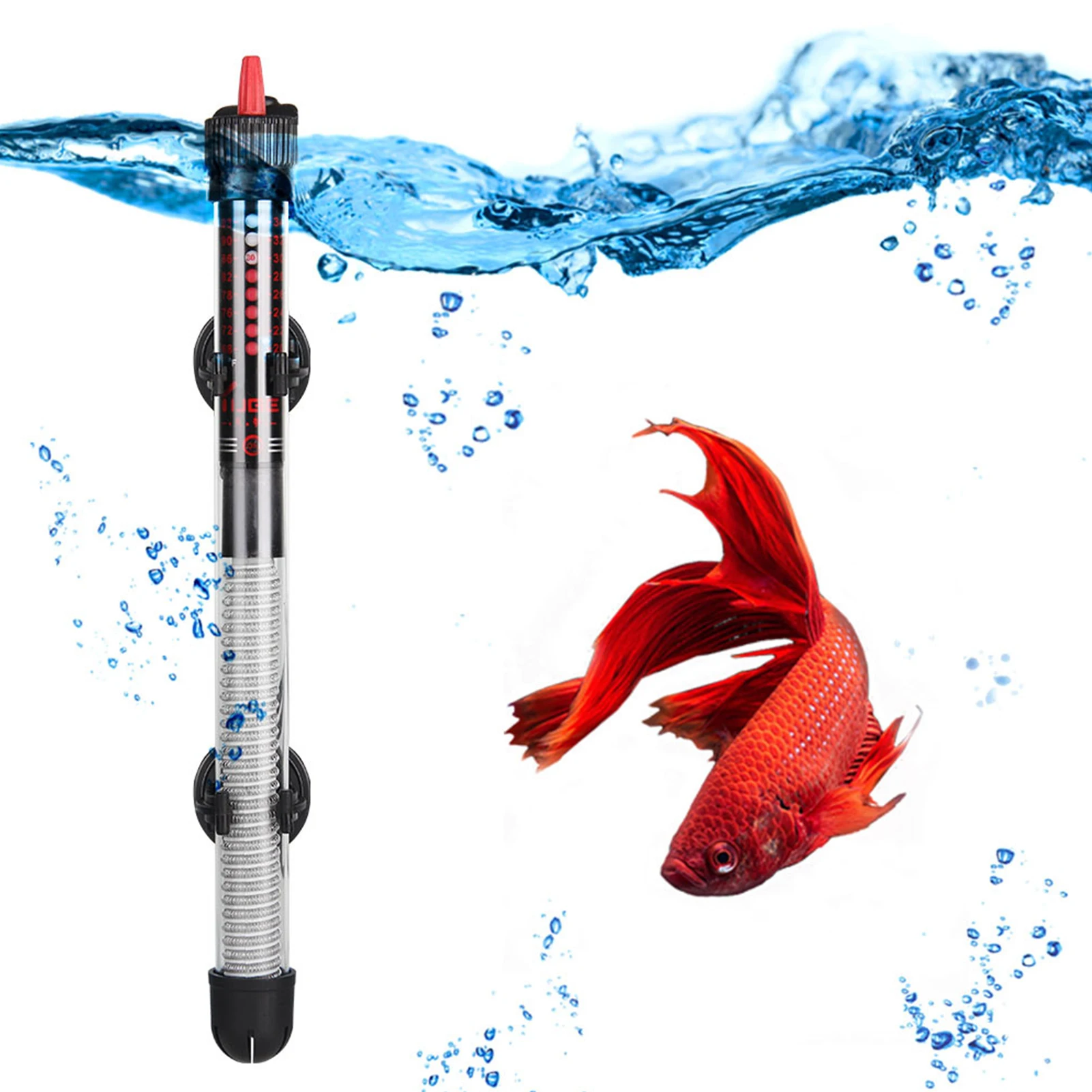 Aquarium Heater Submersible Fish Tank Heater Sensitive Thermostat Multi-angle Installation 50W 60L Suitable For Fish Turtle Tank