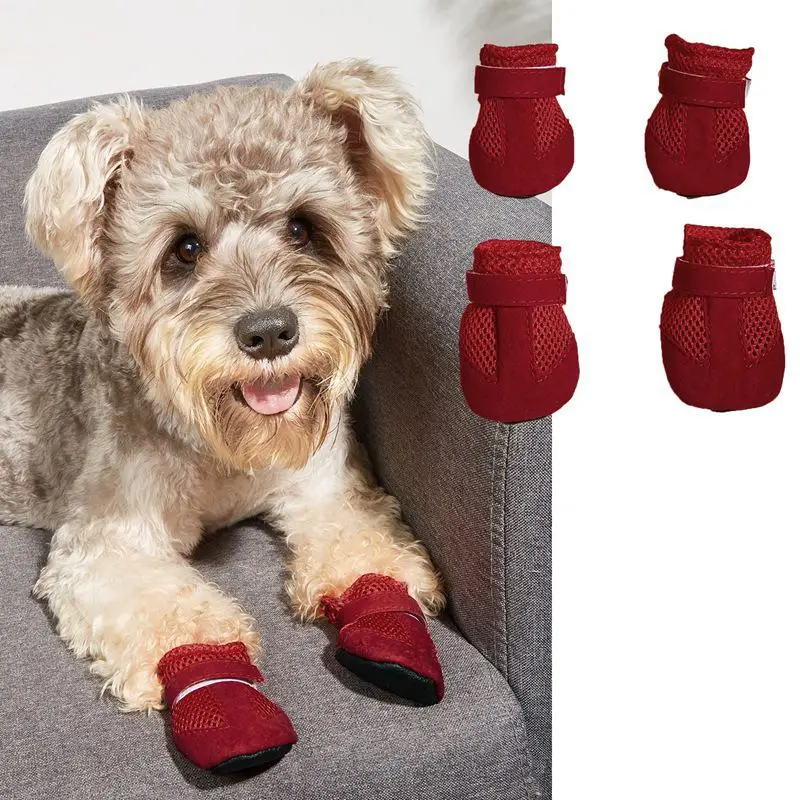 X1 Spring and summer comfortable breathable dog shoes set of four anti-skid Teddy Bichon indoor shoe covers soft bottom shoes