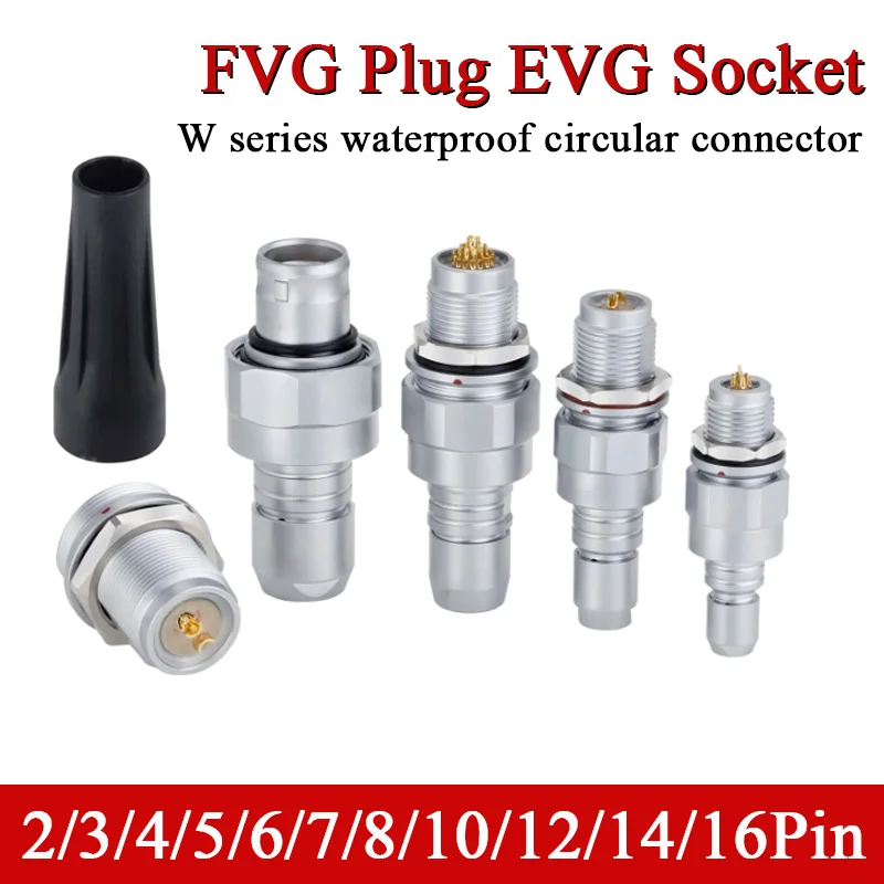 1W FVG Plug EVG Socket Connector W Series 2Pin 3Pin Push-Pull Self-locking Sealed Waterproof Circular Connection Plug 4pin-16pin