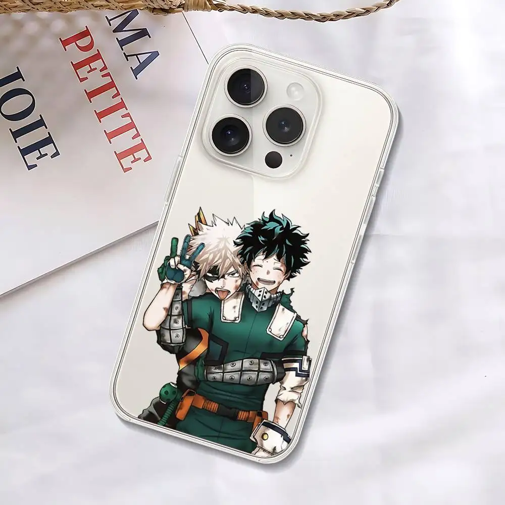 Amine M-My Hero Academia جراب هاتف آيفون 17 16 15 11 13 14 Pro Max 7 8 Plus X Xr Xs Max Se2020 12 غطاء شفاف صغير