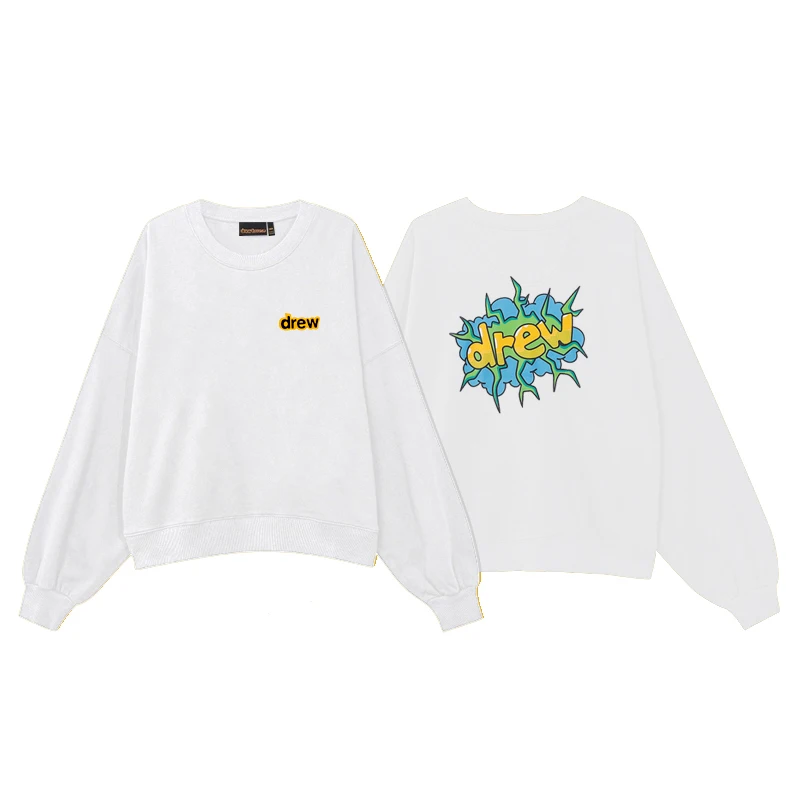 

Drew House Autumn And Winter Loose Fitting Explosion drew Men's and Women's Round Neck Street American Fashion Coat