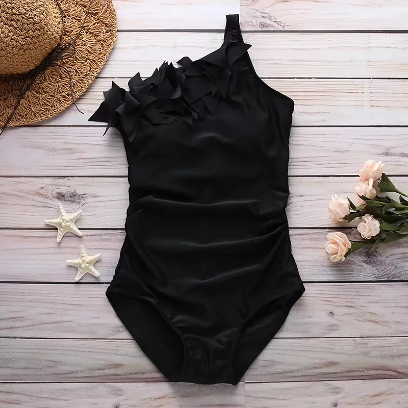 Ruffled one-shoulder one-piece bikini swimsuit S-5XL