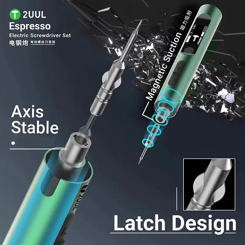 

2UUL SD11 Espresso Portable Magnetic Screwdriver Set S2 Alloy Steel Precision Bits with Type-C Charger for Phone Repair Tool