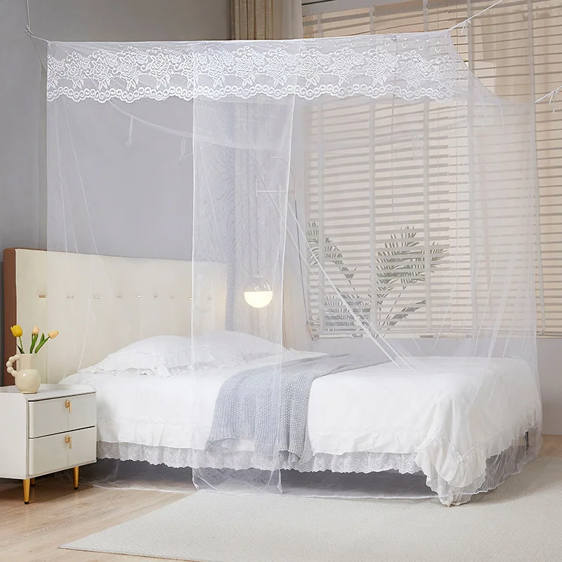 Heavy Duty Mosquito Net for Double Bed, Rustic Hanging Bed Canopy, Universal Tie-On Rope, Home Bedroom Protective Netting