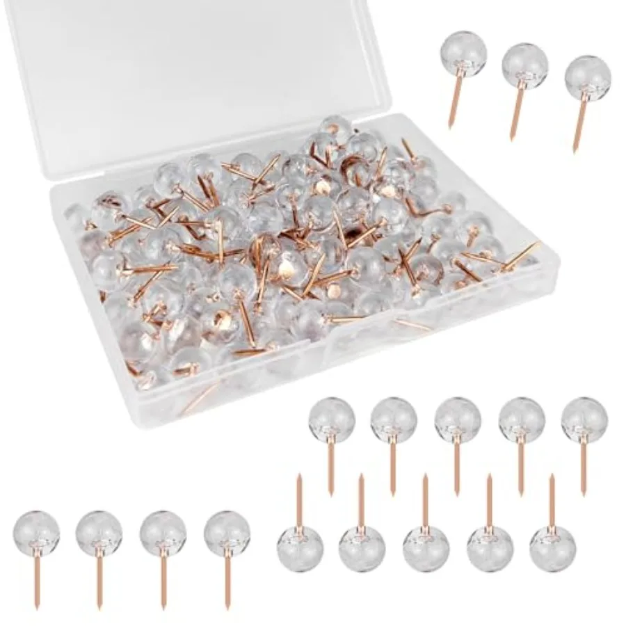 

50Pcs Cute Push Pins Rose Gold Map Thumbtack Decorative Round Head Pins for Cork Board Bulletin Board Office Rose Gold 50