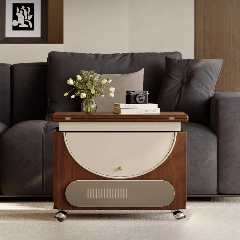 

Medieval black walnut lifting coffee table dining table dual-purpose multi-functional mobile folding coffee table