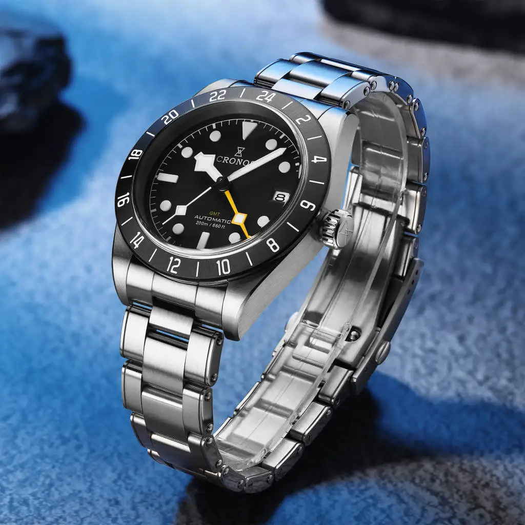 

Cronos L6022 Vintage GMT автоматические механические мужские часы с сапфировым стеклом NH34 дата окно дайвер водостойкий указатель BGW9 LUM