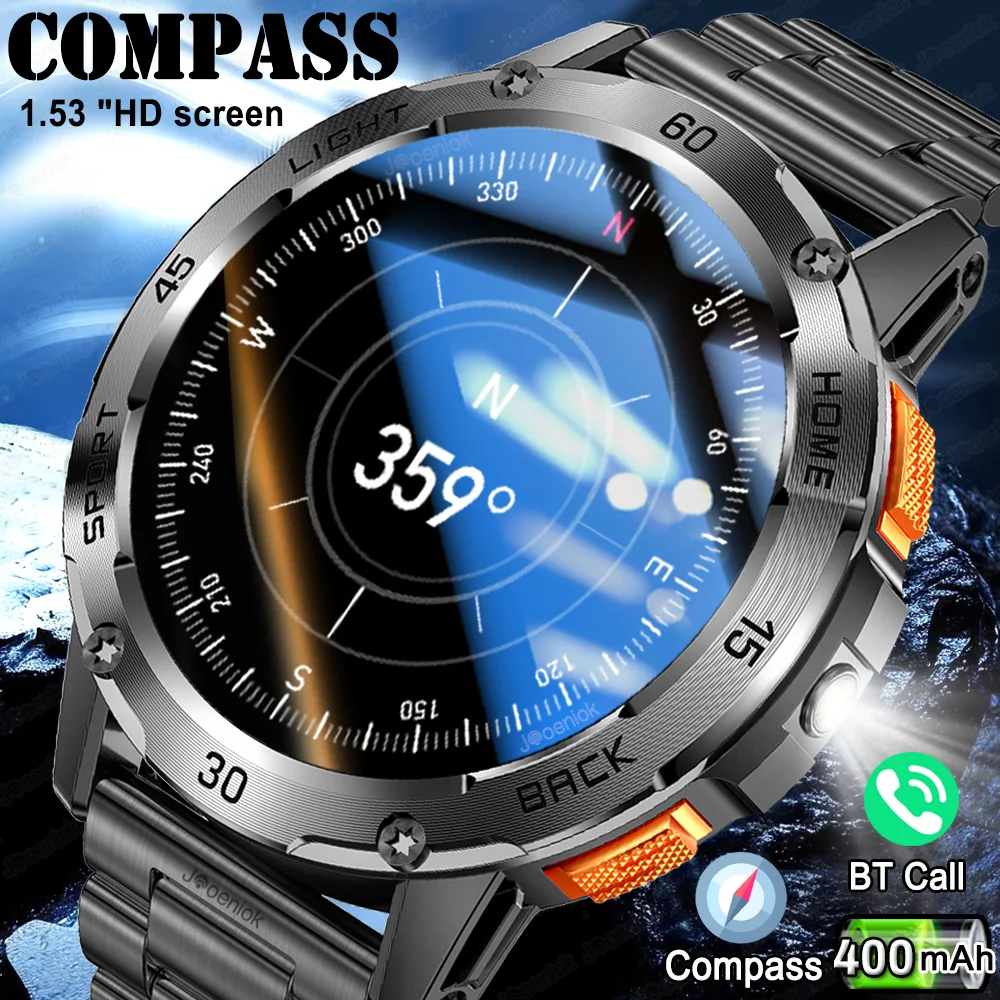 

For Xiaomi Outdoor Sport Smart Watch Men Compass Flashlight 400mAh Battery Heart Rate Health Monitoring Waterproof BT Smartwatch