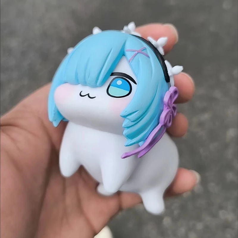 اليابانية الساخنة أنيمي دورو ريم Q نسخة اللعب الشكل دمية تحصيل بولي كلوريد الفينيل ثابت الهزلي سلسلة لعبة سطح المكتب الديكور هدايا عيد الميلاد