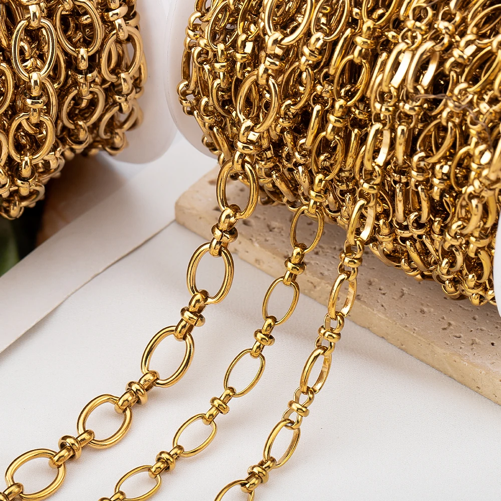 1M 0,5M Edelstahl Oval Chunky Knot Hip Hop Gliederketten DIY Schmuckherstellung für Männer und Frauen Punk Halskette Armband Zubehör – Detail 5