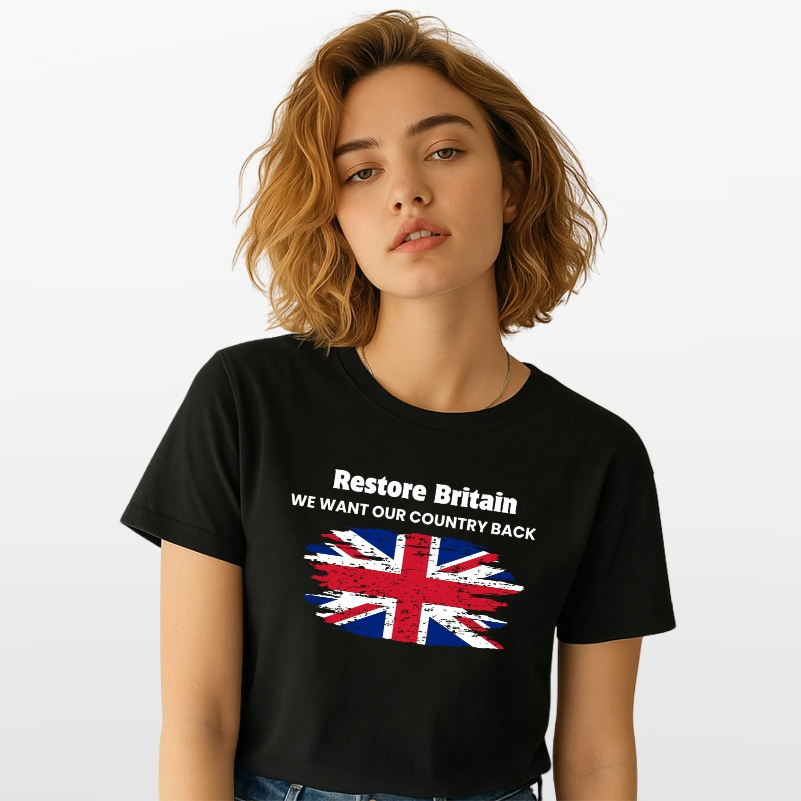 Restore Britain Union Jack T-Shirt - We Want Our Country Back - Unisex Tee