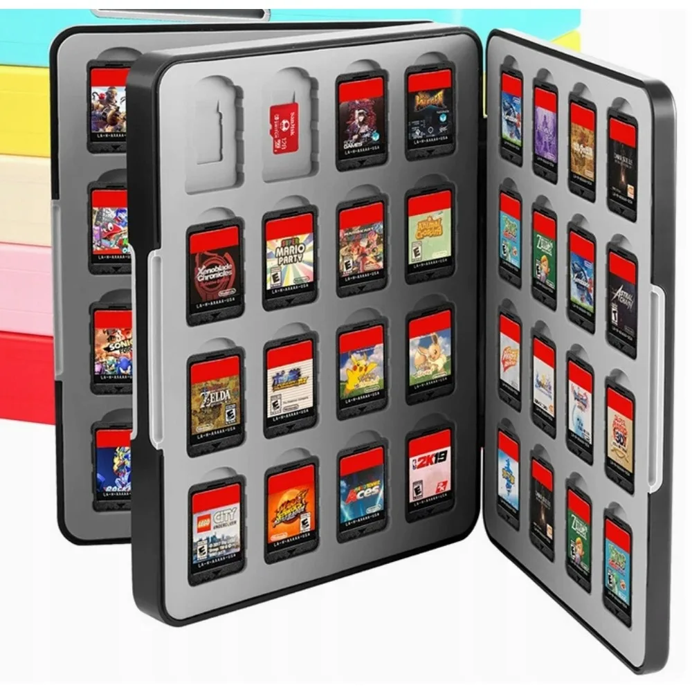 Schutzhülle Etui Box für 64 Spiele- oder Kartenspiele für Nintendo Switch