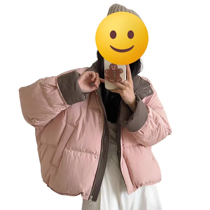 Robe à pain pour femmes, garde au chaud, hauts de tempérament, vêtements en coton moelleux, épais, blocage des couleurs, manteau à col montant, nouvelle collection hiver